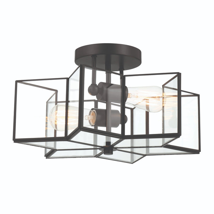 2 Light 16.14 Inches Unique Statement Star Semi Flush Mount Lighting - HomeBeyond