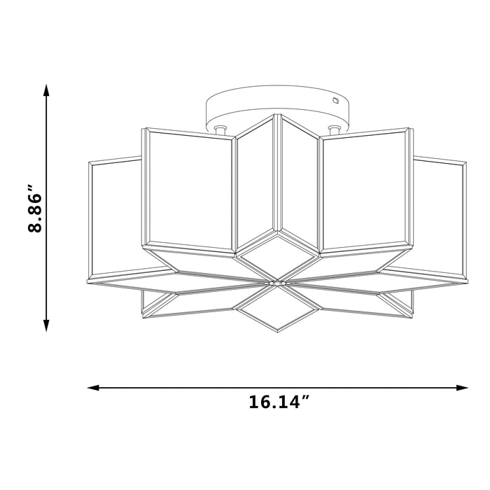 2 Light 16.14 Inches Unique Statement Star Semi Flush Mount Lighting - HomeBeyond