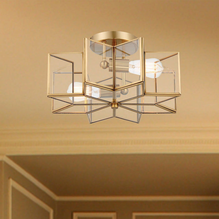 2 Light 16.14 Inches Unique Statement Star Semi Flush Mount Lighting - HomeBeyond