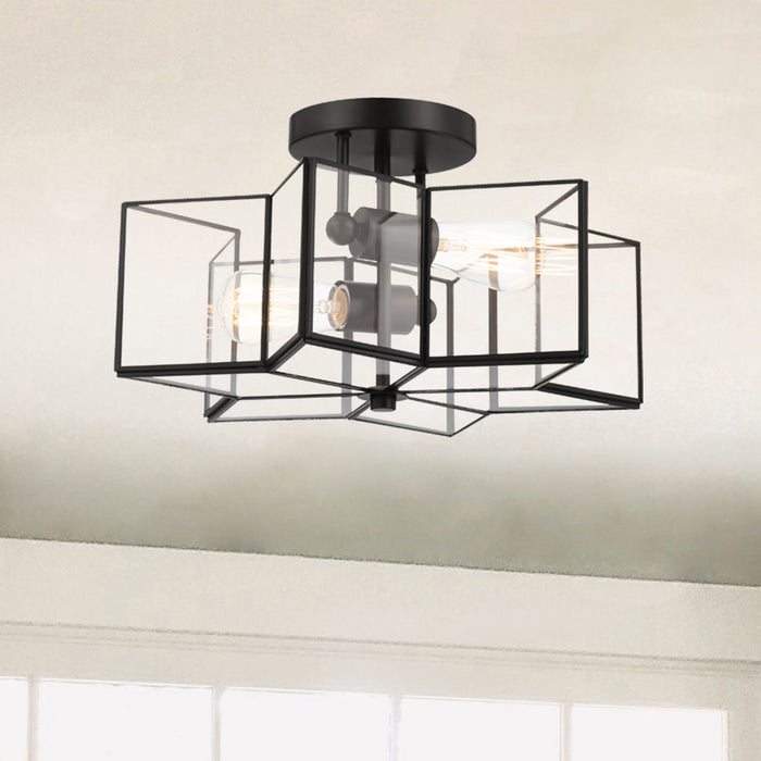 2 Light 16.14 Inches Unique Statement Star Semi Flush Mount Lighting - HomeBeyond