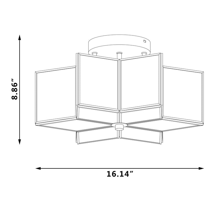 2 Light 16.14 Inches Unique Statement Star Semi Flush Mount Lighting - HomeBeyond