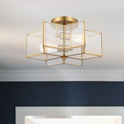 2 Light 16.14 Inches Unique Statement Star Semi Flush Mount Lighting - HomeBeyond