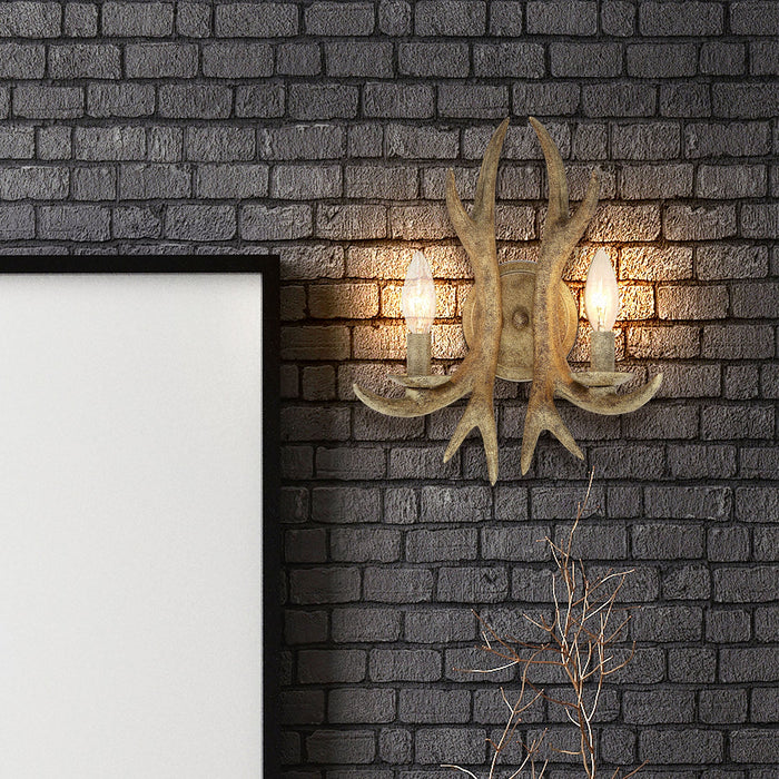 2 Lights Dimmable Candle Antler Wall Light Fixtures for Porch Bedroom Hallway Living Room - HomeBeyond