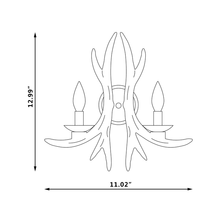 2 Lights Dimmable Candle Antler Wall Light Fixtures for Porch Bedroom Hallway Living Room - HomeBeyond