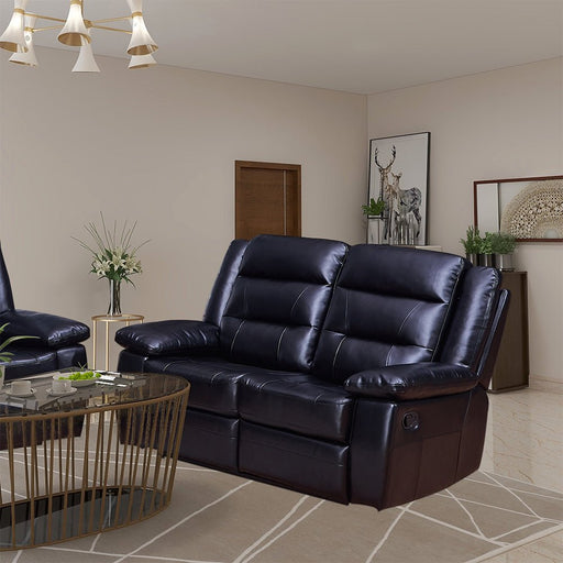 2-Pieces Bonded Leather Motion Glider Recliner Loveseat Sofa - HomeBeyond
