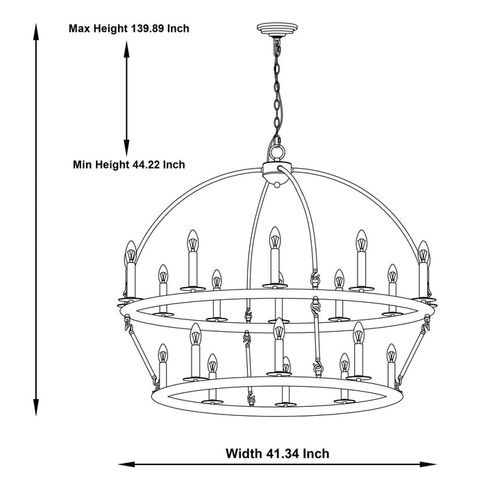 20 Lights Wagon Wheel Chandelier Lighting in Classic Black - HomeBeyond