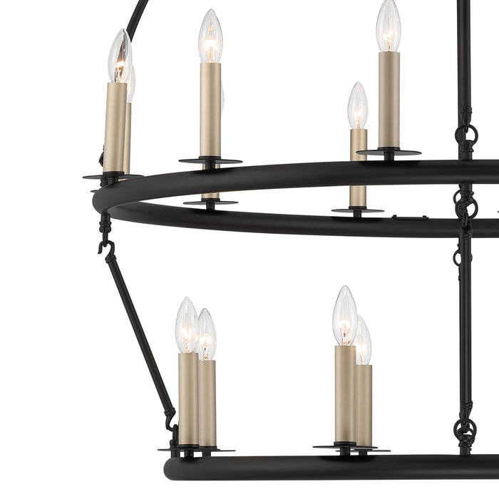 20 Lights Wagon Wheel Chandelier Lighting in Classic Black - HomeBeyond