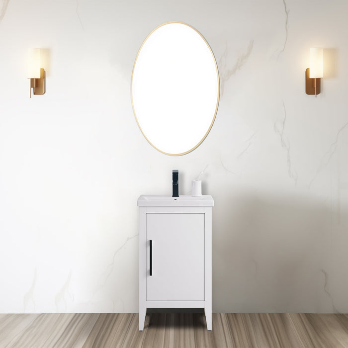 20" Single Sink Bathroom Vanity Cabinet with Ceramic Top - HomeBeyond