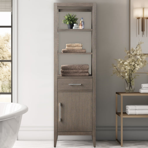 21" Freestanding Linen Cabinet with Soft Close Door and Drawer - HomeBeyond