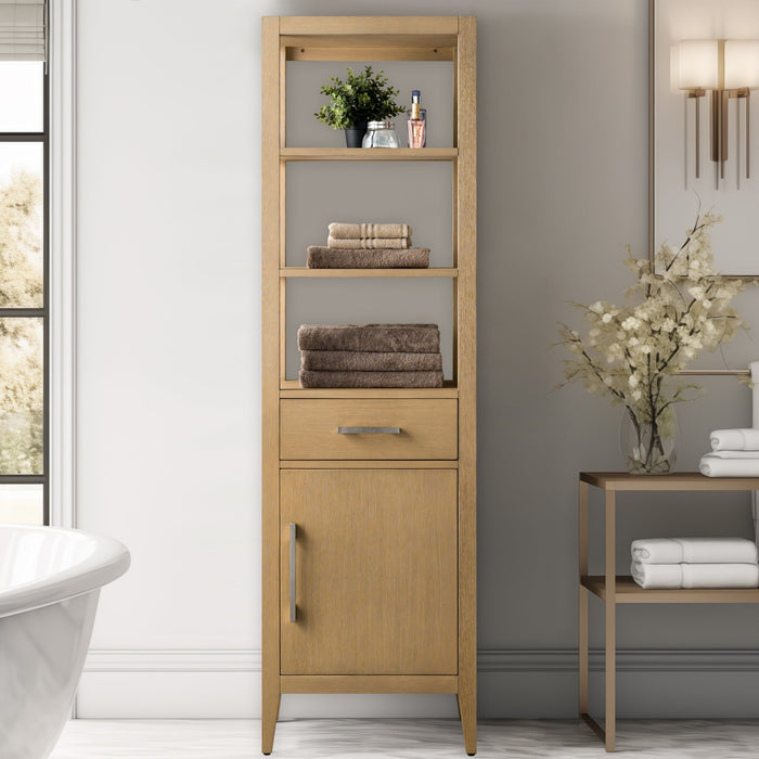 21" Freestanding Linen Cabinet with Soft Close Door and Drawer - HomeBeyond