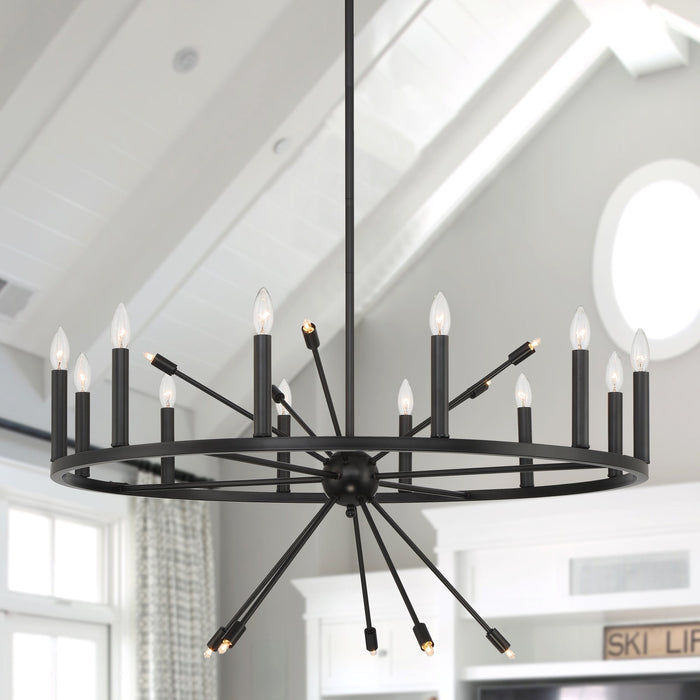 22 Candle Style Light Wagon Wheel Chandelier Light Fixture - HomeBeyond