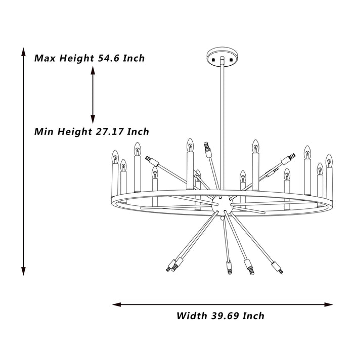 22 Candle Style Light Wagon Wheel Chandelier Light Fixture - HomeBeyond