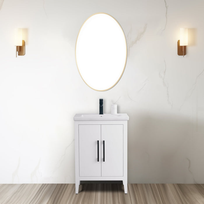 24" Single Sink Bathroom Vanity Cabinet with Ceramic Top - HomeBeyond