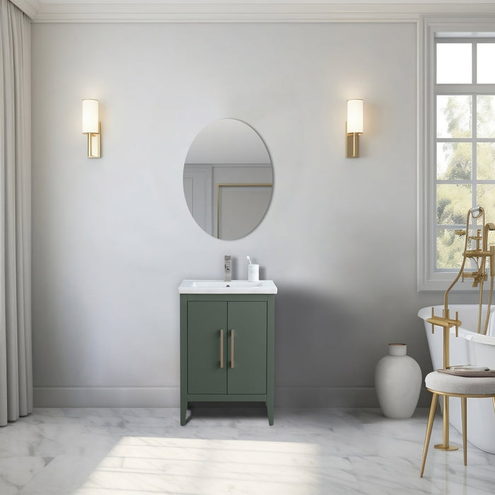 24" Single Sink Bathroom Vanity Cabinet with Ceramic Top - HomeBeyond