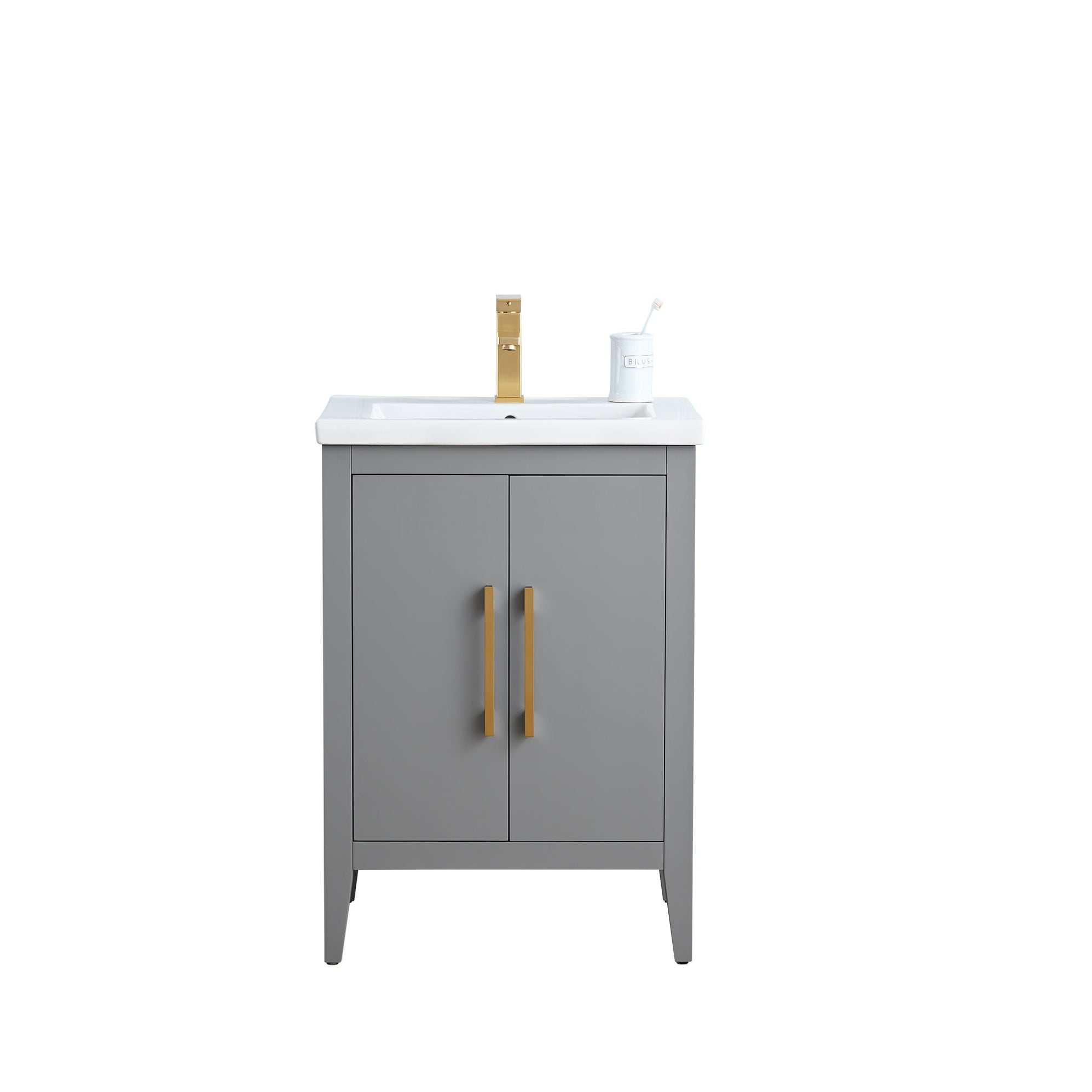 24" Single Sink Bathroom Vanity Cabinet with Ceramic Top — HomeBeyond