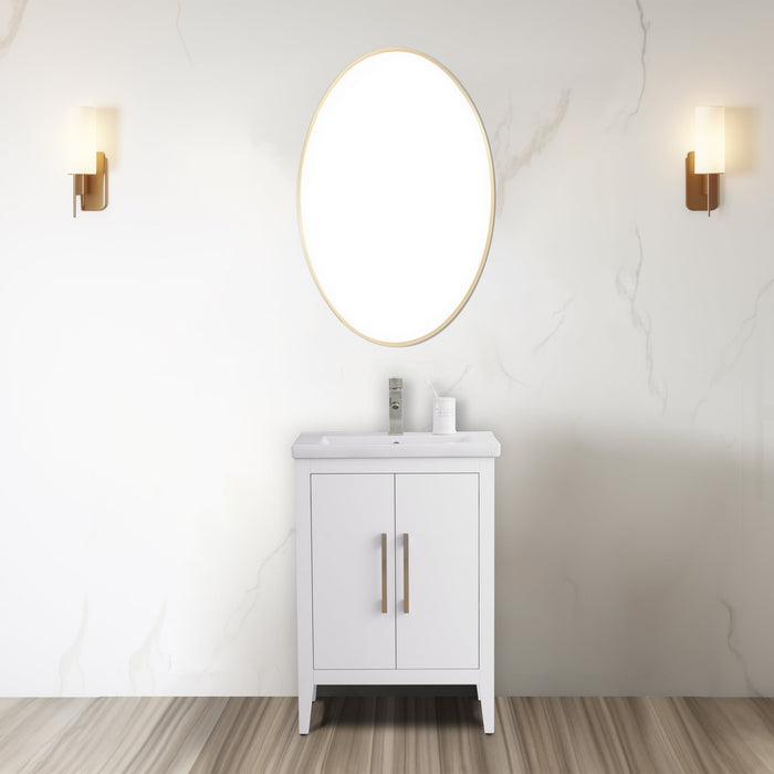 24" Single Sink Bathroom Vanity Cabinet with Ceramic Top - HomeBeyond