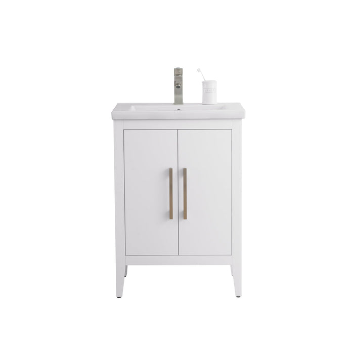 24" Single Sink Bathroom Vanity Cabinet with Ceramic Top - HomeBeyond