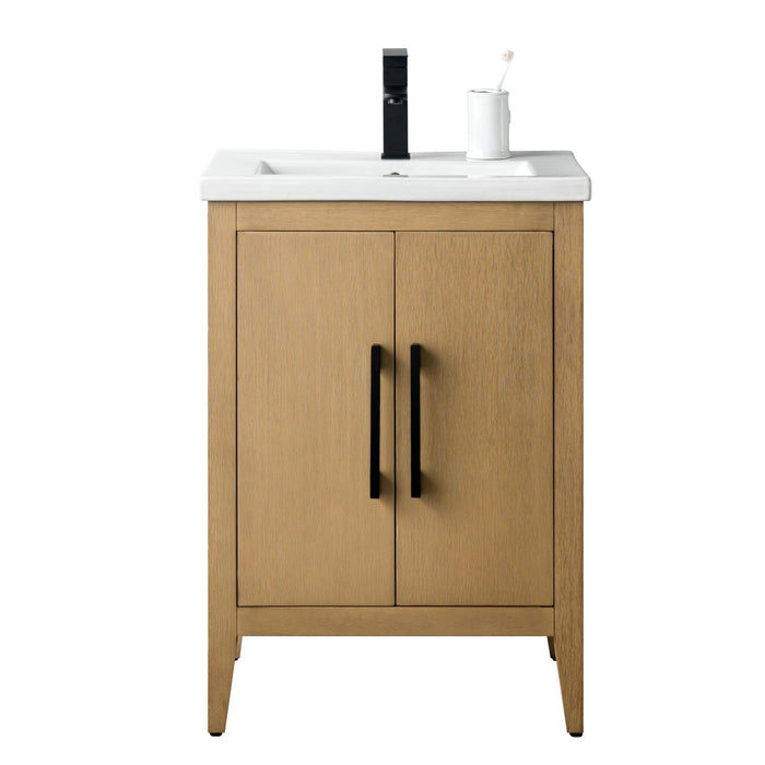 24" Single Sink Bathroom Vanity Cabinet with Ceramic Top - HomeBeyond