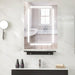 25" x 20" LED Lighted Bathroom Wall Mounted Vanity Mirror with Medicine Wooden Cabinet - HomeBeyond