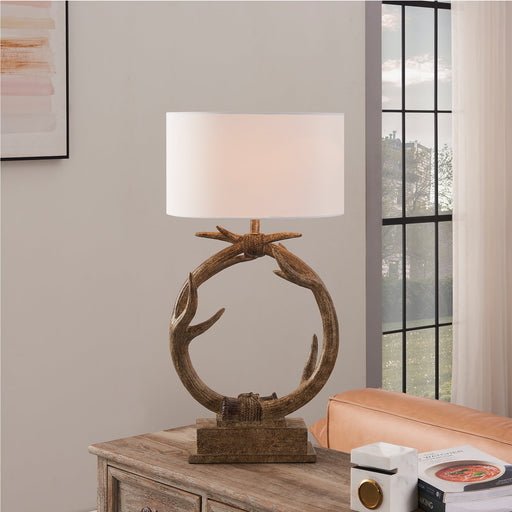 26.77" Antler Brown Table Lamp with Fabric Shade - HomeBeyond