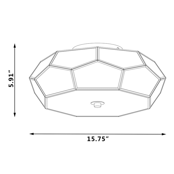 3 Light 15.75 Inches Unique Statement Geometric Flush Mount Lighting - HomeBeyond