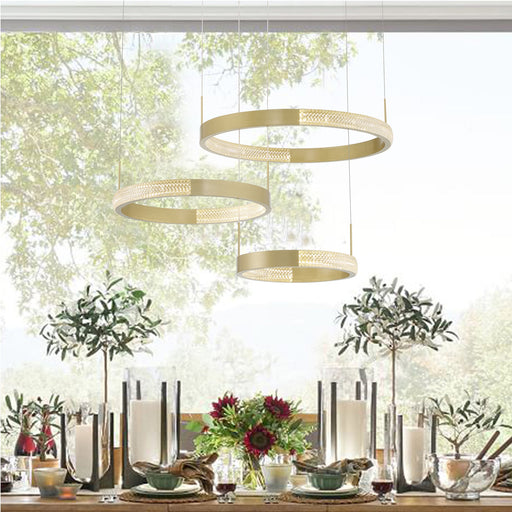 3 Light Statement Tiered LED Chandelier Lighting - HomeBeyond