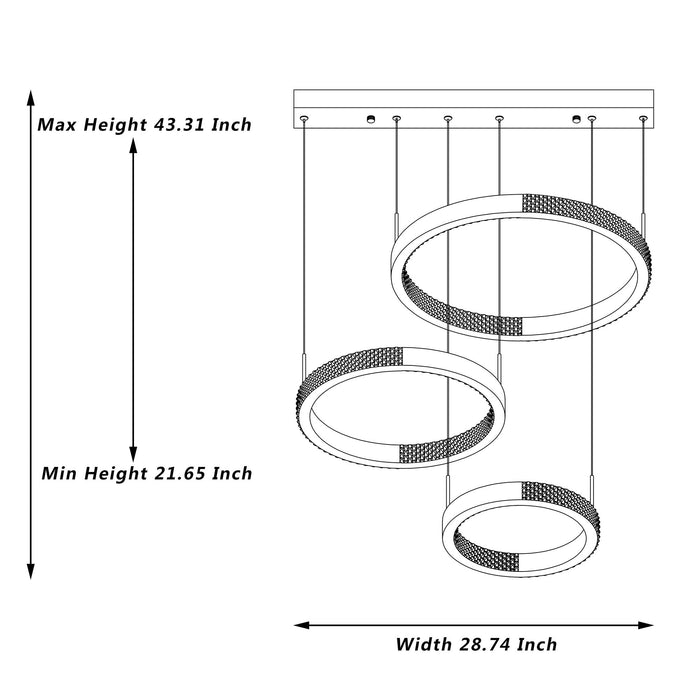 3 Light Statement Tiered LED Chandelier Lighting - HomeBeyond
