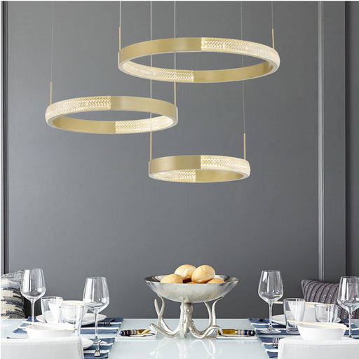 3 Light Statement Tiered LED Chandelier Lighting - HomeBeyond