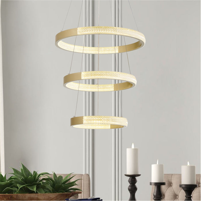 3 Light Unique Tiered LED Chandelier Lighting - HomeBeyond