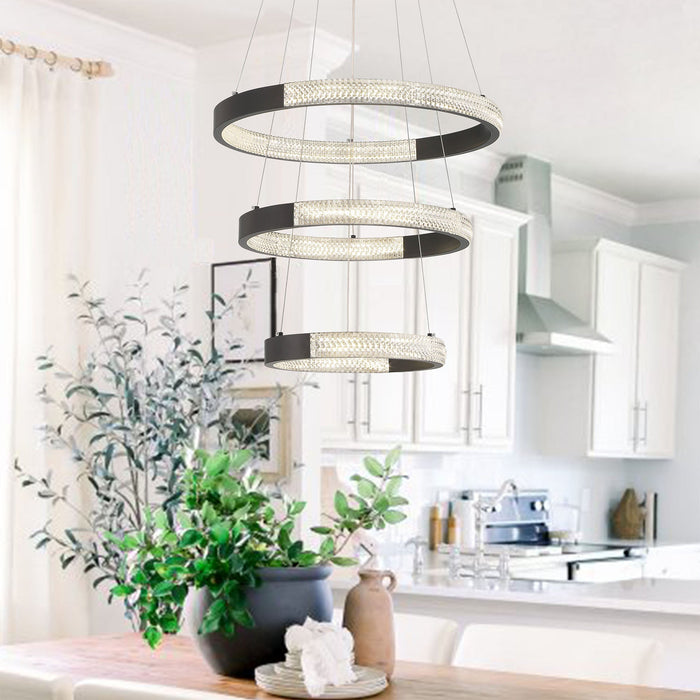 3 Light Unique Tiered LED Chandelier Lighting - HomeBeyond