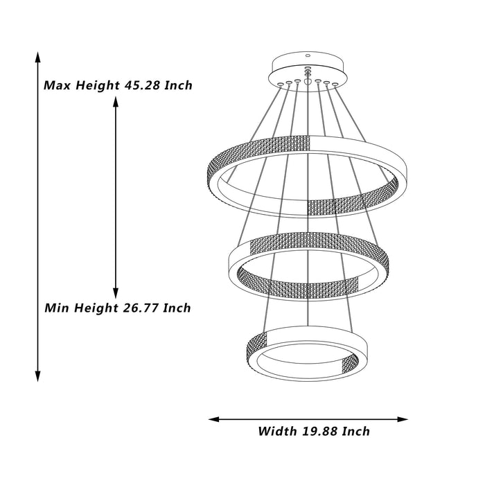 3 Light Unique Tiered LED Chandelier Lighting - HomeBeyond