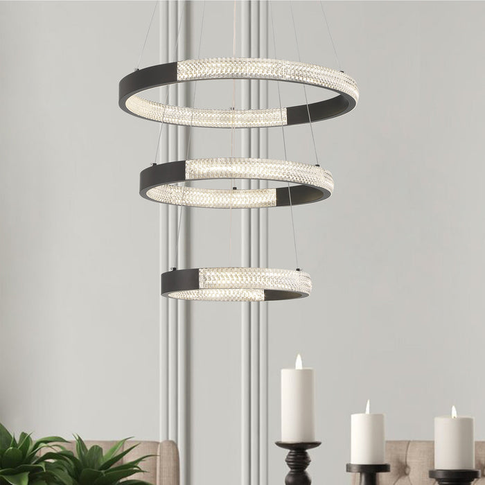 3 Light Unique Tiered LED Chandelier Lighting - HomeBeyond