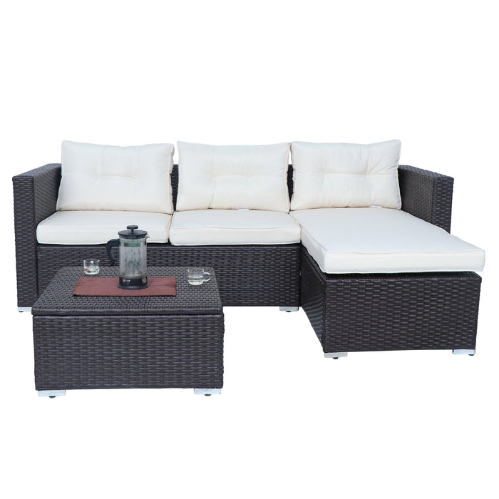 3 Piece Wicker Patio Sofa Set - HomeBeyond