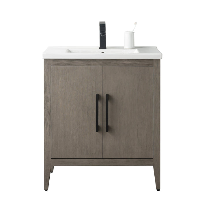 30" Single Sink Bathroom Vanity Cabinet with Ceramic Top - HomeBeyond