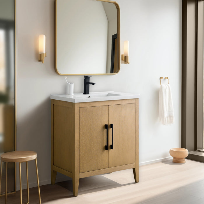 30" Single Sink Bathroom Vanity Cabinet with Ceramic Top - HomeBeyond