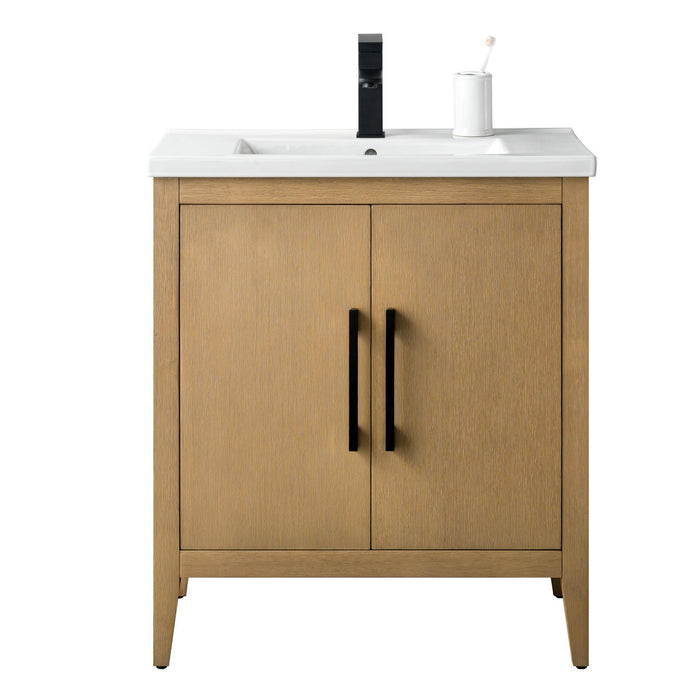 30" Single Sink Bathroom Vanity Cabinet with Ceramic Top - HomeBeyond