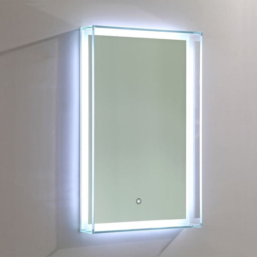 31" x 20" LED Lighted Bathroom Vanity Wall Mirror Rectangular Bathroom Mirror with Glass Cabinet and Touch Sensor VA22SS - HomeBeyond