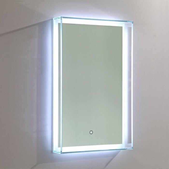 31" x 20" LED Lighted Bathroom Vanity Wall Mirror Rectangular Bathroom Mirror with Glass Cabinet and Touch Sensor VA22SS - HomeBeyond