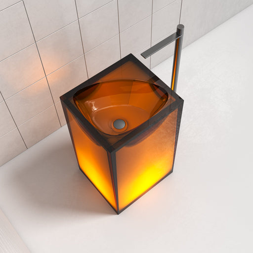 33.5" Height Stone Resin Pedestal Freestanding Bathroom Sink Hand Wash Basin - HomeBeyond
