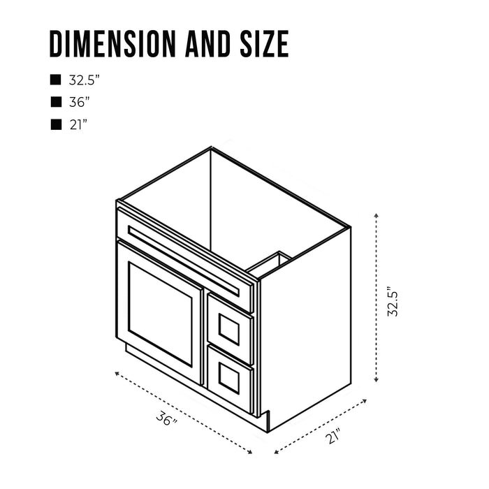 36" Bathroom Vanity Cabinet with Two Drawers - HomeBeyond