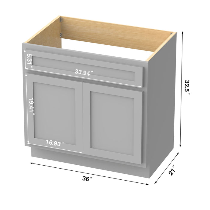 36" Solid Wood Bathroom Vanity Cabinet Double Shutter Door - HomeBeyond