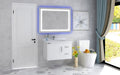 39.3" x 27.5" Frameless LED Lighted Illuminated Bathroom Vanity Wall Mirror with Touch Sensor - HomeBeyond