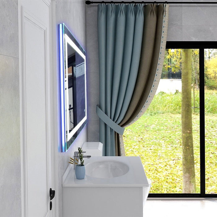 39.3" x 27.5" Frameless LED Lighted Illuminated Bathroom Vanity Wall Mirror with Touch Sensor - HomeBeyond