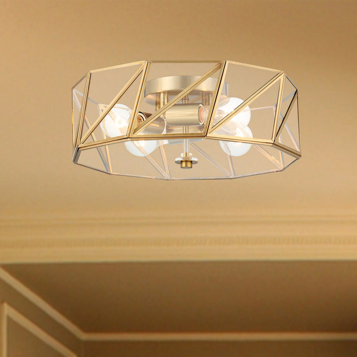 4 Light 15.94 Inches Unique Statement Geometric Flush Mount Lighting - HomeBeyond