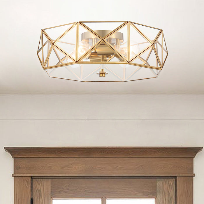 4 Light 16.93 Inches Unique Statement Geometric Flush Mount Lighting - HomeBeyond