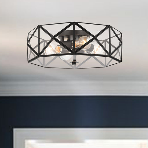 4 Light 16.93 Inches Unique Statement Geometric Flush Mount Lighting - HomeBeyond