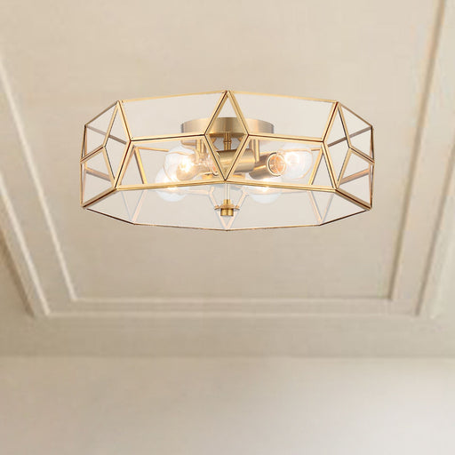 4 Light 18.11 Inches Unique Statement Geometric Flush Mount Lighting - HomeBeyond