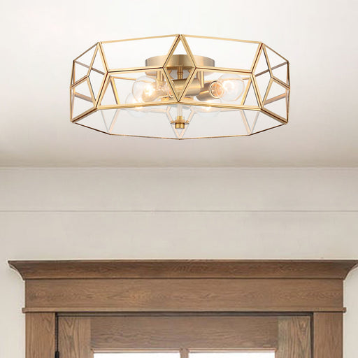 4 Light 18.11 Inches Unique Statement Geometric Flush Mount Lighting - HomeBeyond