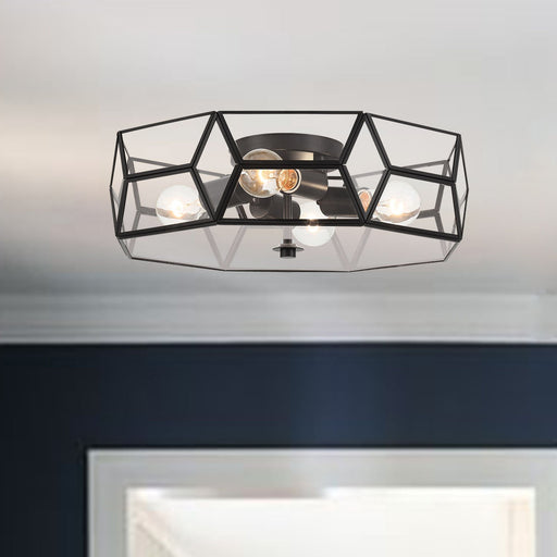 4 Light 18.11 Inches Unique Statement Geometric Flush Mount Lighting - HomeBeyond