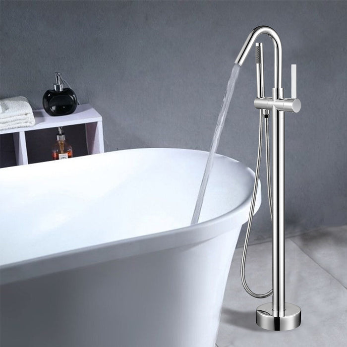 40" Bathtub Faucet Tub Filler Freestanding Floor Mounted Single Handle Mixer Tap UPC-Certified with Handheld Shower - VA2034 - HomeBeyond